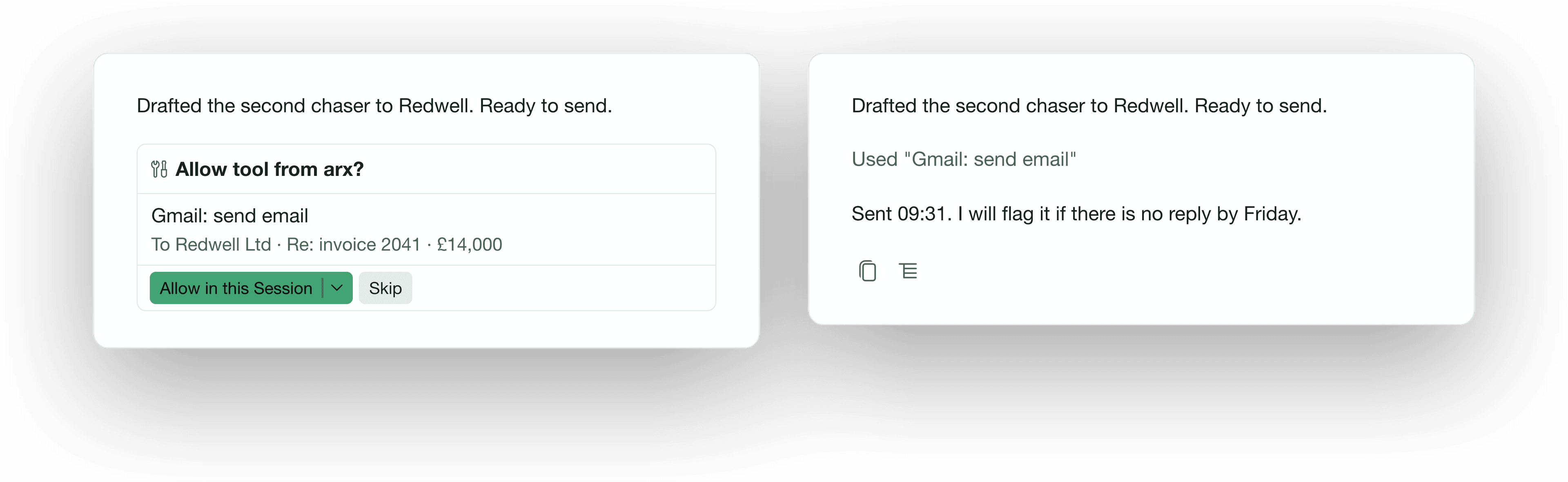 An email drafted, approved and sent in Imperium OS